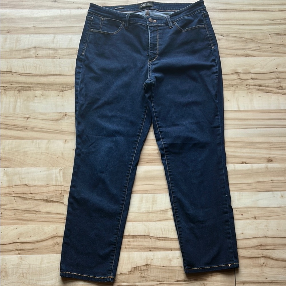 Talbots Flawless Dark Blue Straight Curvy  Leg Jean Size 12